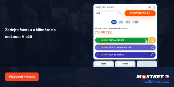 Zadejte částku a klikněte na možnost Vložit - Mostbet