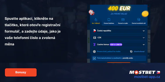 Vyplňte registrační formulář aplikace Mostbet