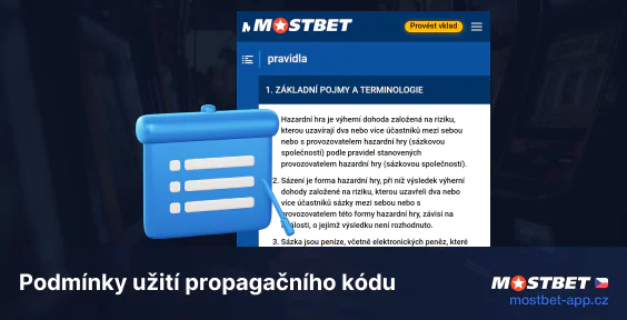 Podmínky používání Propagačního kódu aplikace Mostbet